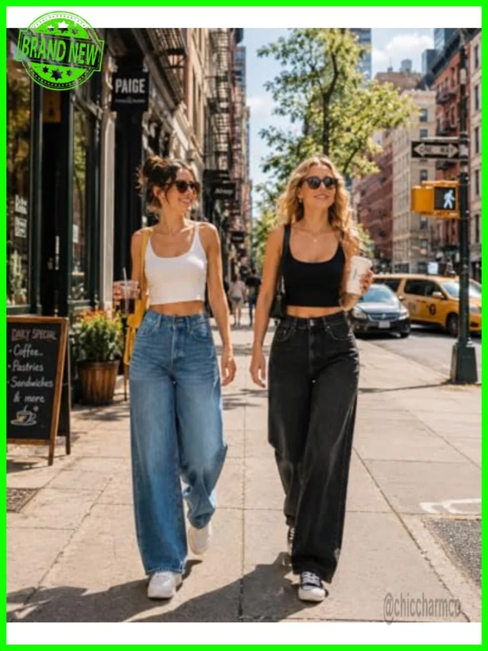 High Waisted Baggy Wide Leg Stretchy Tummy Control Jeans - Picture 3 of 5
